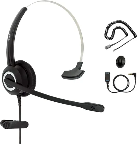 Vista 7 de Auriculares para teléfono compatibles con Grandstream Yealink Snom Phones Micrófono con cancelación de ruido, voz HD RJ9 y adaptador de 0.138 in