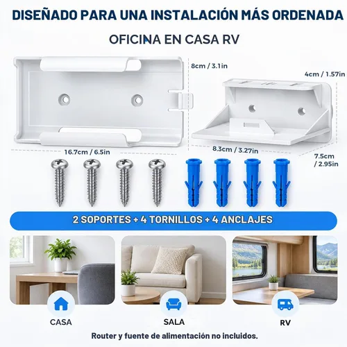 Vista 2 de XLTTYWL® Soporte de pared 2 en 1 para enrutador Starlink V5 y fuente de Blanco