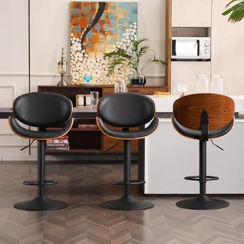 Vista 14 de Kidol & Shellder Taburetes de bar individuales grandes con respaldo de 21 pulgadas, sillas de bar modernas giratorias de altura ajustable, taburetes