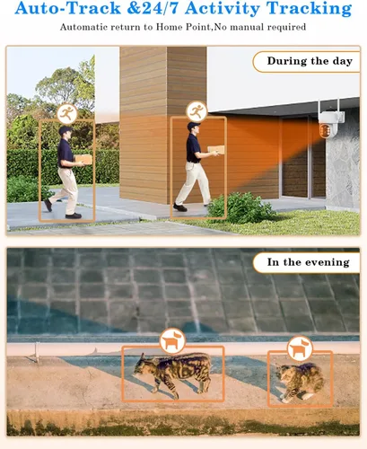 Vista 3 de Sistema de cámara de seguridad inalámbrica para exteriores para el hogar, ZHXINSD Juego de 4 cámaras con lente dual 6MP 10X Zoom híbrido 360°