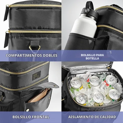 Vista 3 de Fit & Fresh Westminster - Lonchera aislada de doble compartimento para mujer, juego completo de almuerzo con 2 contenedores, bolsa térmica aislada