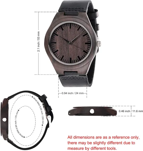 Vista 3 de Reloj de madera Fodiyaer con grabado para hombre, regalo ideal para tu novio, tu marido, para un aniversario, Navidad, cumpleaños, día del Padre