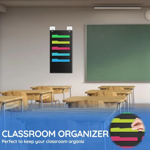 Vista 6 de ZKOO Organizador de archivos de pared colgante de 5 bolsillos para papel tamaño A4/documentos legales/tamaño carta, organizador de correo de pared