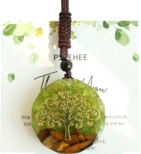 Vista 12 de Tree of Life Orgone Pendant Necklace– Natural Chakra Healing Crystal Stones Necklace, Symbol of Growth & Harmony, Handmade Spiritual Orgonite