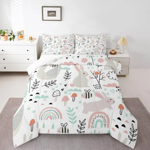 Vista 13 de Feelyou Juego de edredón de dibujos animados de gatos, juego de edredón de gatitos y flores, para niños, niñas, adolescentes, mascotas, gatos, juego