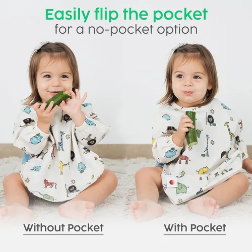 Vista 3 de Babero para comer – Babero impermeable para bebé, delantal portátil a prueba de desorden