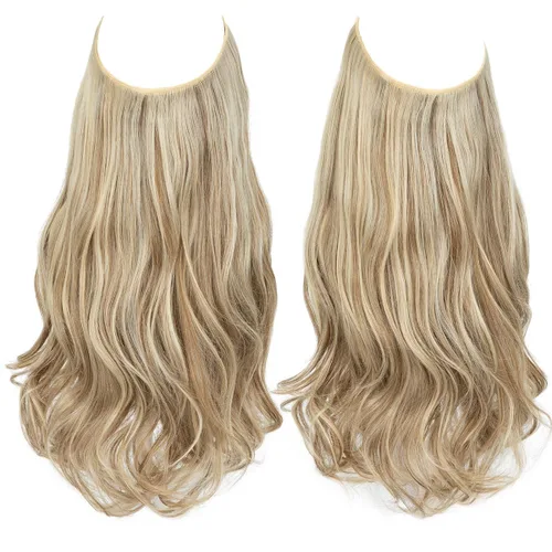 Vista 32 de SARLA Extensiones de cabello con alambre invisible con 3 clips, postizo sintético corto, ondulado, rizado, diadema ajustable transparente