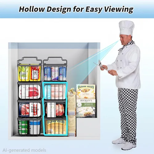 Vista 6 de 4 paquetes de contenedores organizadores para congelador (14.6''L X 7.1''W X 5.2''H) Adecuados para congeladores horizontales de 5-7 pies cúbicos.