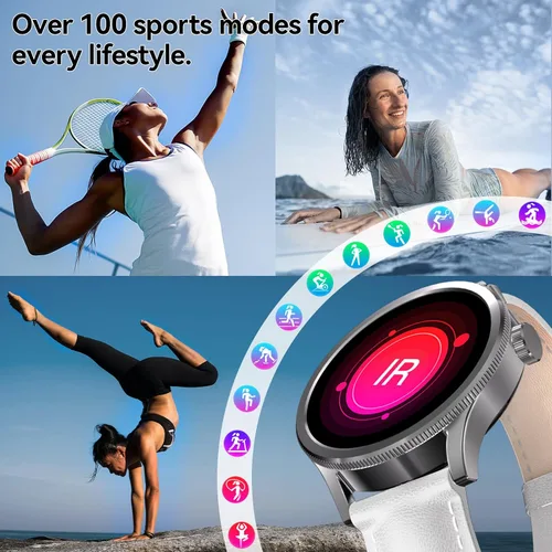 Vista 5 de Relojes inteligentes para mujer, rastreador de fitness HD de 1.27 pulgadas (respuesta/hacer llamadas), más de 120 modos deportivos con monitor