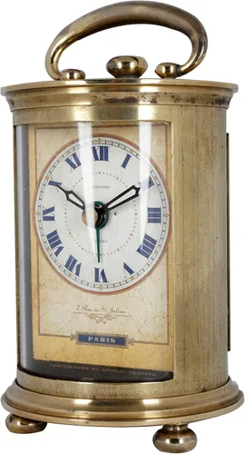 Vista 2 de JUSTIME Reloj despertador de mesa analógico coleccionable de latón macizo para regalo, decoración del hogar, funciona con pilas (grande)