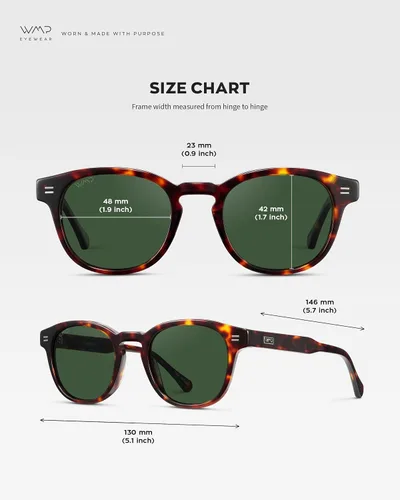 Vista 7 de WMP Eyewear - Lentes de sol polarizados ovalados retro redondos para hombre, marco de acetato ligero, protección UV, diseño de núcleo de metal