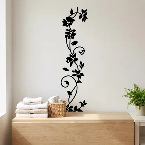 Vista 4 de Adhesivo decorativo de pared de vinilo extraíble de flores de ratán blanco mate de 6'' x 22