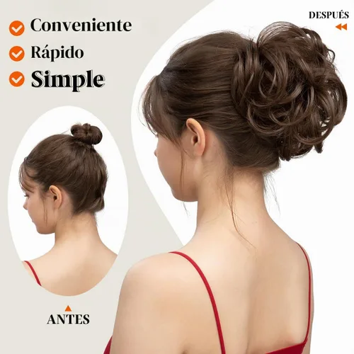 Vista 3 de Peine de moño desordenado con clip lateral para mujer, corto, natural, lacio, versátil, ajustable, fácil de peinar, (rubio ceniza-C)