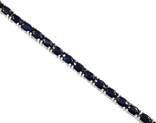 Vista 2 de Pulsera de tenis de plata de ley 925 natural de 0197 x 0118in corte ovalado zafiro azul piedra natal de septiembre joyería para mujer regalo