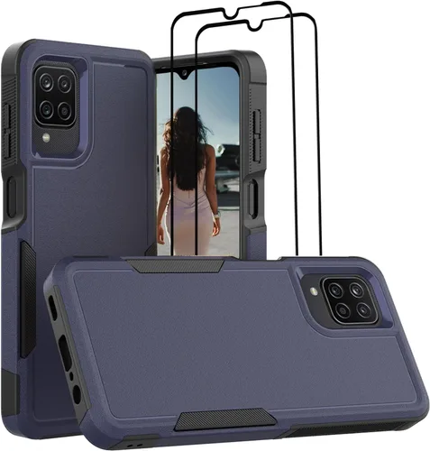 Vista 23 de Jeylly Funda compatible con Samsung Galaxy A12, Samsung Galaxy A12 con protector de pantalla de vidrio templado, protección contra caídas de grado