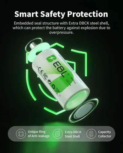 Vista 5 de EBL 8 baterías recargables de C 5000mAh Ni-MH C tamaño batería con 4 AA 4 AAA