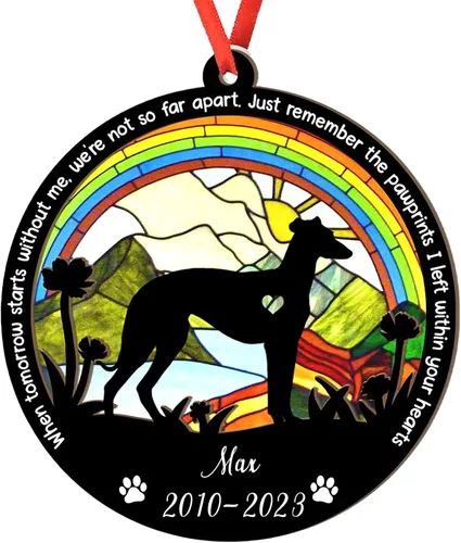 Vista 15 de Adorno personalizado para atrapasoles de sabueso afgano, adorno de Navidad de sabueso afgano, regalo para perro amante, sabueso afgano conmemorativo