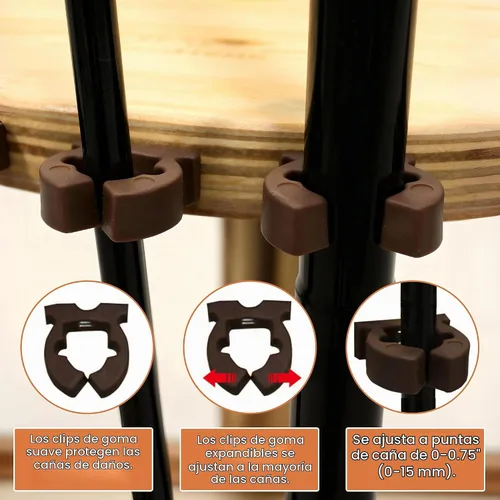 Vista 5 de Rush Creek Creations Soporte redondo giratorio para 30 cañas de pescar - Fácil montaje - Rotación de 360 grados, Madera rústica clara, 37-0030