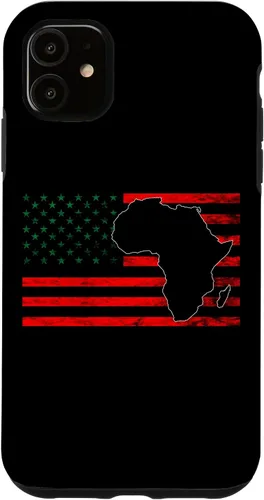 Vista 6 de Funda para iPhone 12 mini USA Black History Afro-American Pan African UNIA Flag Case