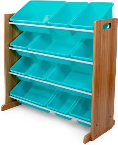 Vista 14 de Humble Crew Organizador de almacenamiento de juguetes para niños con 12 cubos de plástico, camuflado, contenedores extraíbles para sala