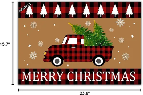 Vista 3 de AZNWXY Tapete de puerta de búfalo de Navidad – Felpudo de Navidad Felpudo de Navidad Felpudo de bienvenida de Navidad a cuadros Tapete de árbol