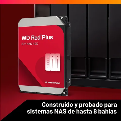 Vista 3 de Western Digital 2TB WD Red Plus Disco duro interno NAS HDD - 5400 RPM, SATA 6 Gb/s, CMR, caché de 64 MB, 3.5" -WD20EFPX