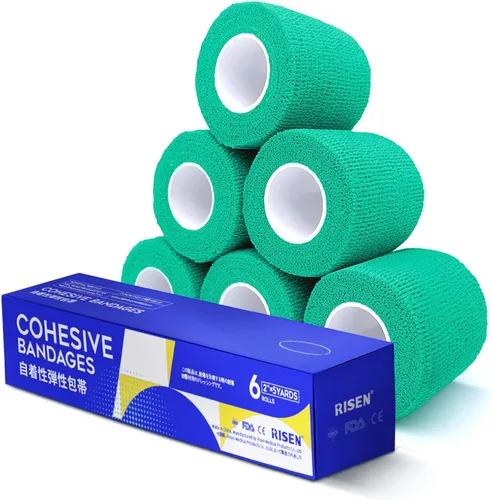 Vista 14 de RISEN Vendaje Cohesivo 2" x 5 Yardas, 6 Rollos, Vendaje Autoadherente Cinta Médica, Gasa de Primeros Auxilios Adhesiva Flexible Transpirable Ideal