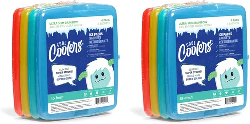 Vista 10 de Cool Coolers by Fit + Fresh, 4 Pack Slim Ice Packs, Space Saving Reusable Ice Packs for Lunch Boxes or Coolers