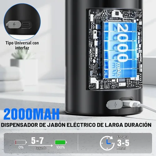 Vista 4 de Fantictas Dispensador de jabón espumoso sin contacto, bomba sin contacto Negro