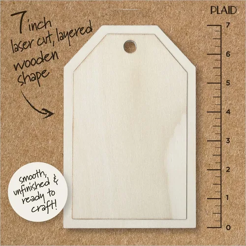 Vista 2 de Plaid Superficie sin pintar, forma de capas de 7 pulgadas, perfecta para manualidades de madera sin terminar, 63490, 1 unidad (paquete de 1)