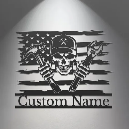 Vista 9 de Letrero de metal personalizado para garaje, arte de pared de taller personalizado, decoración mecánica para hombres, día del padre para los amantes