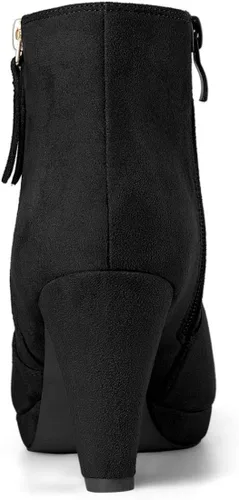 Vista 4 de Allegra K Botines de tacón grueso con cremallera lateral para mujer