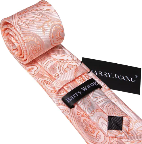 Vista 98 de Barry.Wang - Juego de corbata de seda para hombre, diseño de cachemira, pañuelo y gemelos de bolsillo
