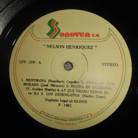 Vista 4 de Nelson Henriquez Nelson Henriquez - LP Vinyl Sonoven LPS 250