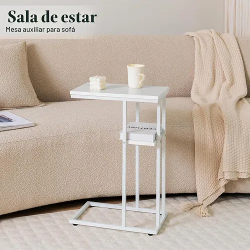 Vista 2 de Mesa auxiliar en forma de C Yoobure, mesa auxiliar para sofá y cama, mesas auxiliares pequeñas para espacios pequeños, sala de estar, dormitorio