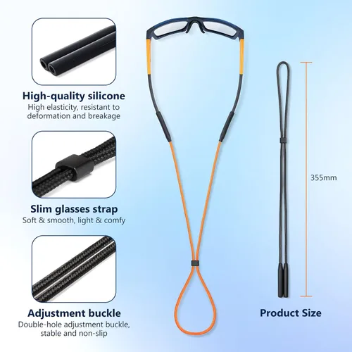 Vista 4 de 80Days Correa ajustable para gafas: Retenedor de nylon para gafas y gafas de sol con agarres de silicona, ajuste seguro