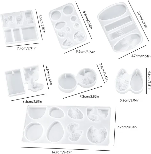 Vista 6 de SENHAI 7 moldes de resina para colgante de isla, moldes de silicona epoxi estilo océano para hacer manualidades, colgante, llavero, joyería