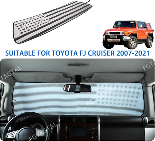 Vista 7 de Parasol para parabrisas compatible con Toyota FJ Cruiser 2007-2021, parasol plegable para ventana delantera, visera de protección solar automática