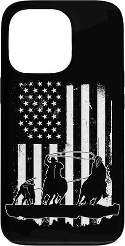 Vista 10 de USA Flag Team Roping Design Rodeo Western Horse Country Case for iPhone 17
