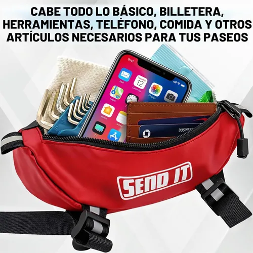 Vista 5 de Bolsa impermeable para manubrio de motocicleta Bolsa compacta de almacenamiento para manillar de motocicleta Bolsa de motocross de ajuste Rojo