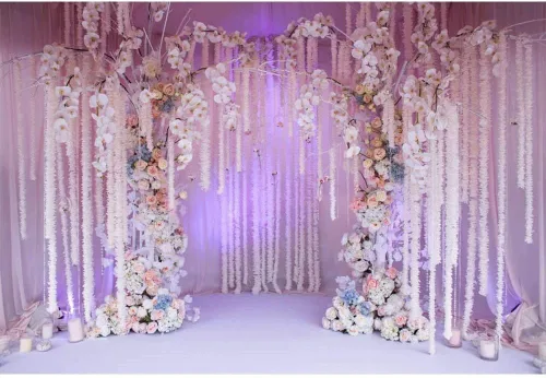 Vista 7 de Leyiyi Telón de fondo de pared floral para boda, 5 x 3 pies, fondo de fotografía de ensueño, arco de boda, despedida de soltera, ceremonia, flores