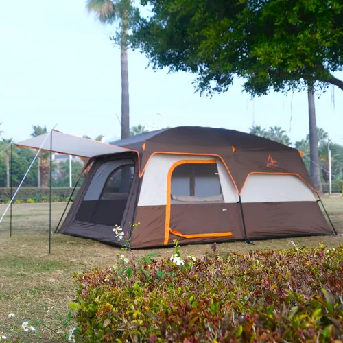 Vista 6 de KTT Extra Large Tent 10-12-14 Person(B),Family Cabin Tents,2 Rooms,3 Doors and 3 Windows with Mesh,Straight Wall,Waterproof,Double Layer,Big Tent