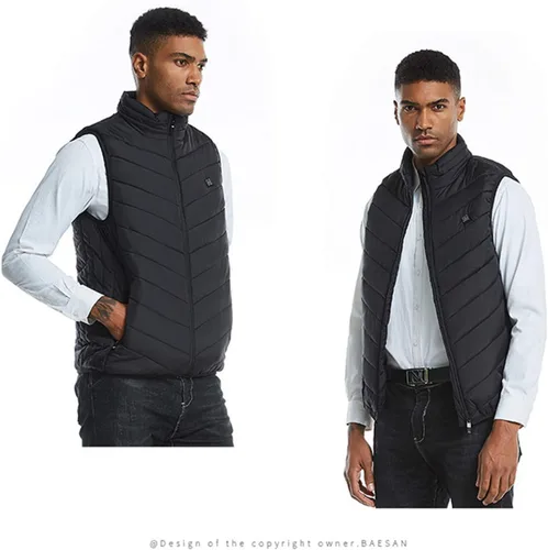 Vista 5 de Chaleco térmico para mujeres y hombres, chaqueta ligera con calefacción eléctrica para exteriores (pilas no incluidas)