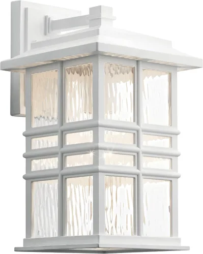 Vista 12 de Kichler Beacon 49829BKT - Lámpara de pared cuadrada de 12 pulgadas para exteriores con cristal martillado transparente en negro texturizado