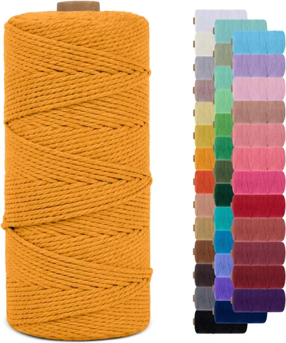 Vista 20 de Cordón de macramé de 0.079 pulgadas, cuerda de algodón natural de 109 yardas, hilo de cuerda de macramé para manualidades, ganchos de pared