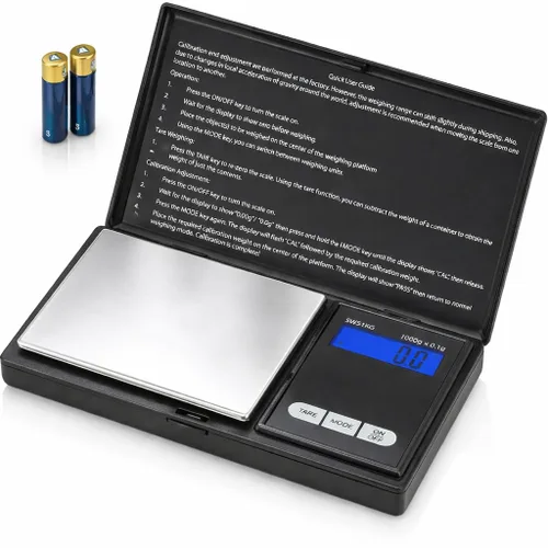 Vista 9 de Smart Weigh SWS100 - Báscula digital de bolsillo – Báscula de alta precisión de 3.53 oz x 0.00 oz para recargar, joyas, gemas y medicinas – LCD