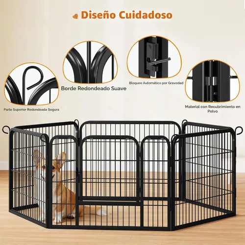 Vista 6 de Yaheetech - Corralito para perros extra ancho de 6 paneles con puerta para interiores y exteriores de 24 pulgadas de alto