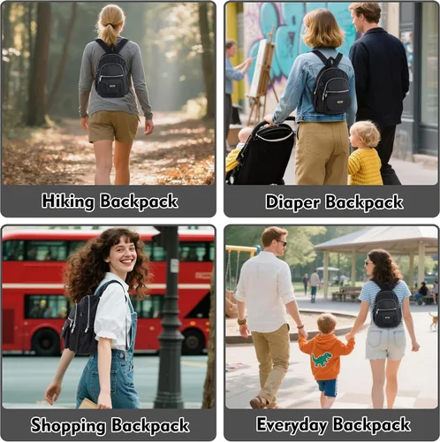 Vista 2 de AOTIAN Mini nailon impermeable mujeres Mochilas Casual ligera fuerte pequeño packback Daypack para las niñas Ciclismo Senderismo camping viajes al