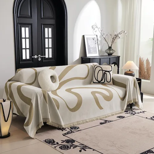Vista 26 de MYSKY HOME - Funda extragrande para sillón de 1 cojín, lavable, protector de sofá con borlas, para mascotas y niños, 71 x 91 pulgadas, color beige