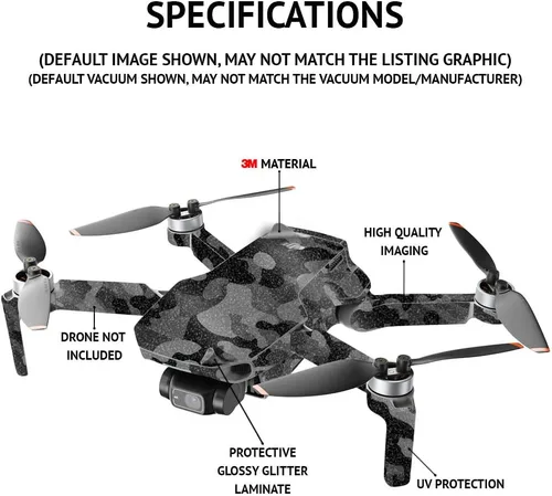 Vista 4 de MightySkins Glitter brillante compatible con DJI Mini 2 Dron portátil – Ácido Acabado de purpurina protector, duradero de alto brillo Fácil